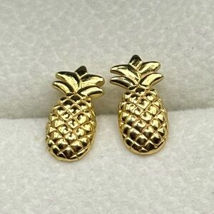 Pineapple Stud Earrings Sterling Silver with 14k Gold Plating, Sterling Forever